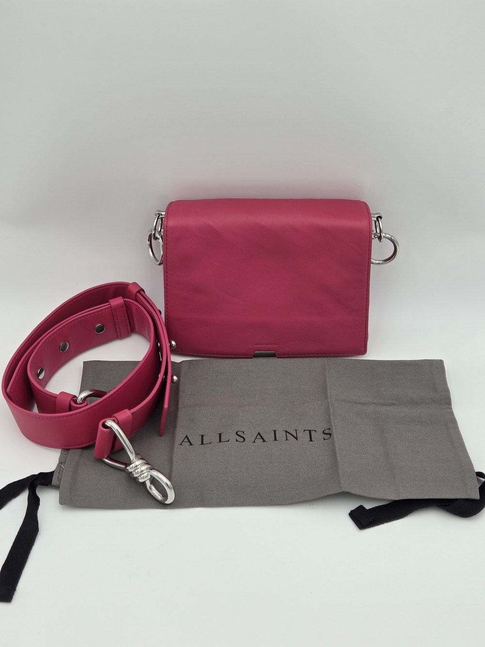 All Saints Captain Flap Shoulder Bag In Berry